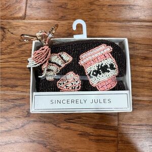 Sincerely Jules Beaded Coin Purse - Cream and Brown